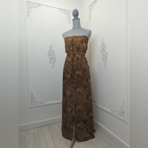 Mini Animal Print Dress With Maxi Sheer Overlay - Picture 3 of 12